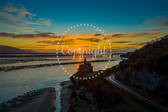 Sunset over the Mawddach Estuary and Barmouth Bridge