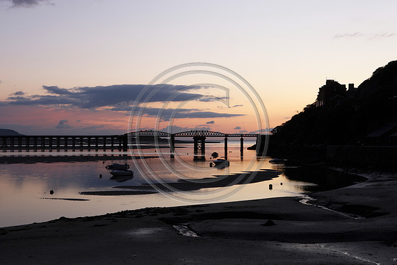 Sunset over Barmouth Bridge Gwynedd North Wals
